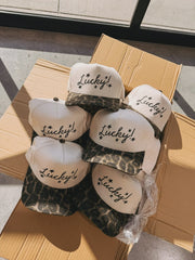 Cream/Leopard Lucky Stars Trucker Hat - Southern Soule Designs