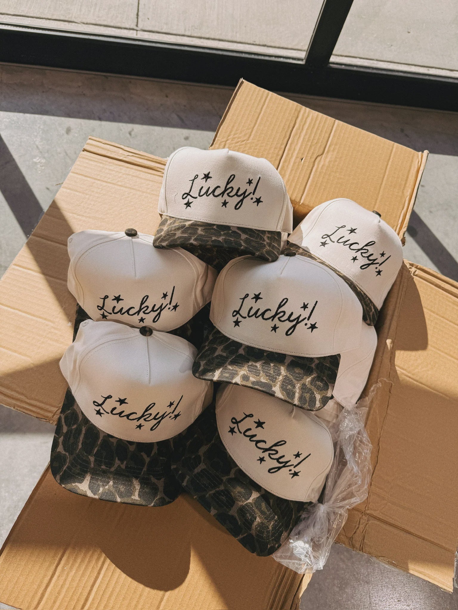 Cream/Leopard Lucky Stars Trucker Hat - Southern Soule Designs