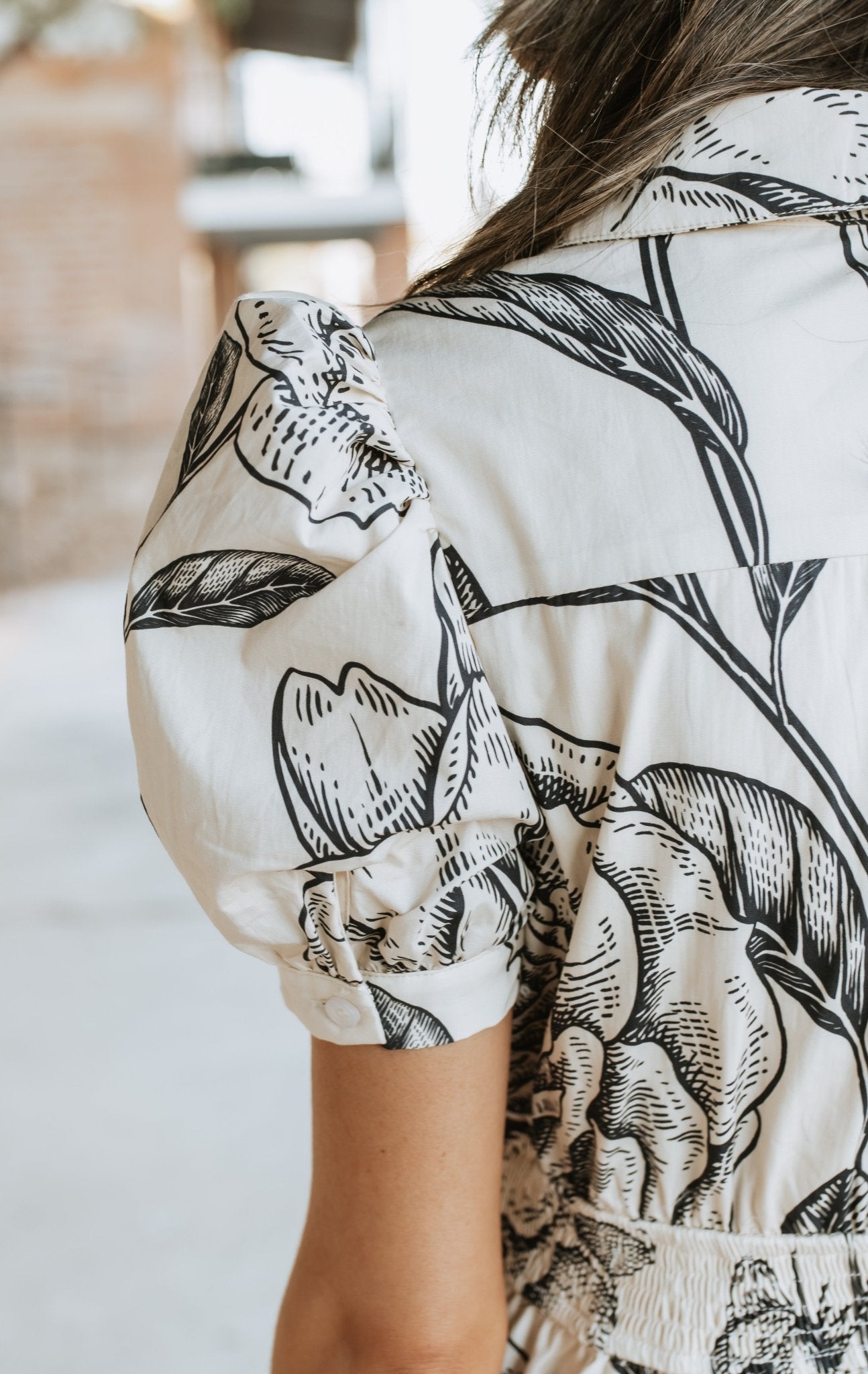 Cream/Navy Floral Print Collared Dress - Southern Soule Designs