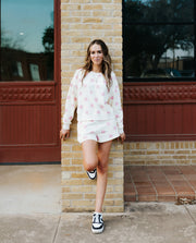 Cream/Pink Polka Dot Sweatshorts VP72654 - Southern Soule Designs