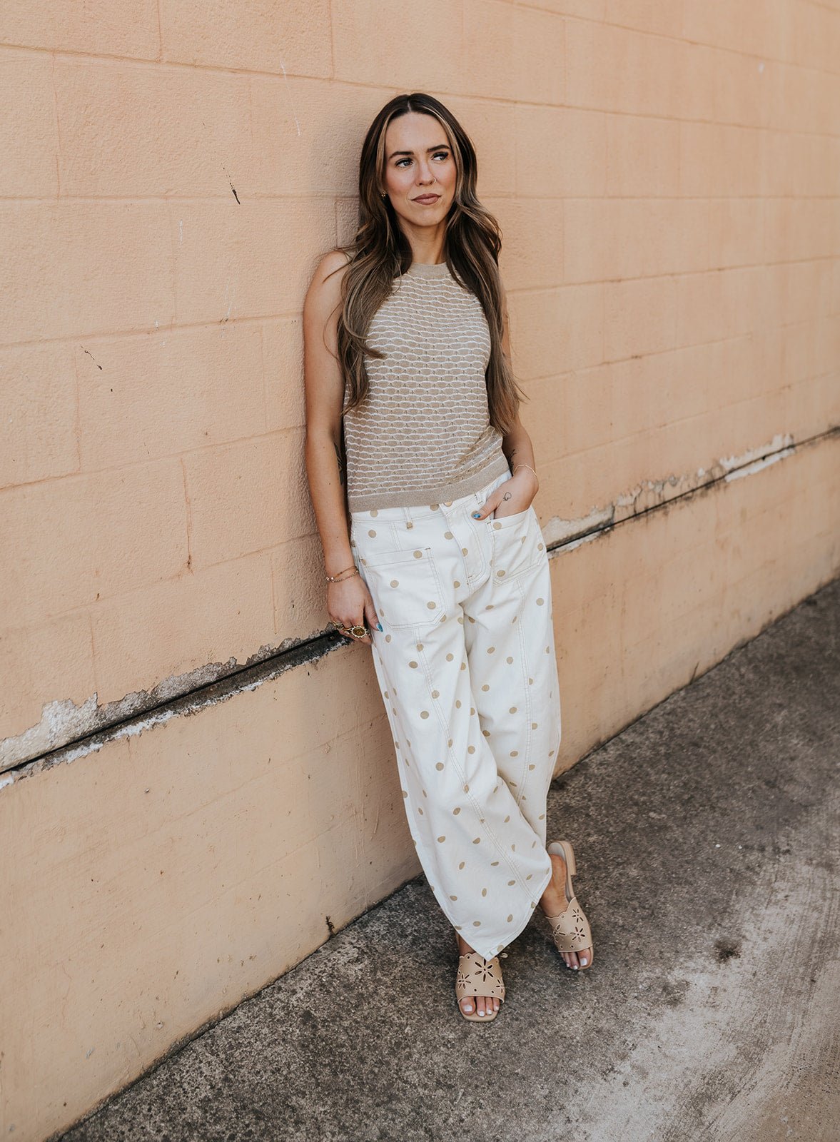 Cream/Tan Twill Denim Barrel Pants IP300688 - 01 - Southern Soule Designs