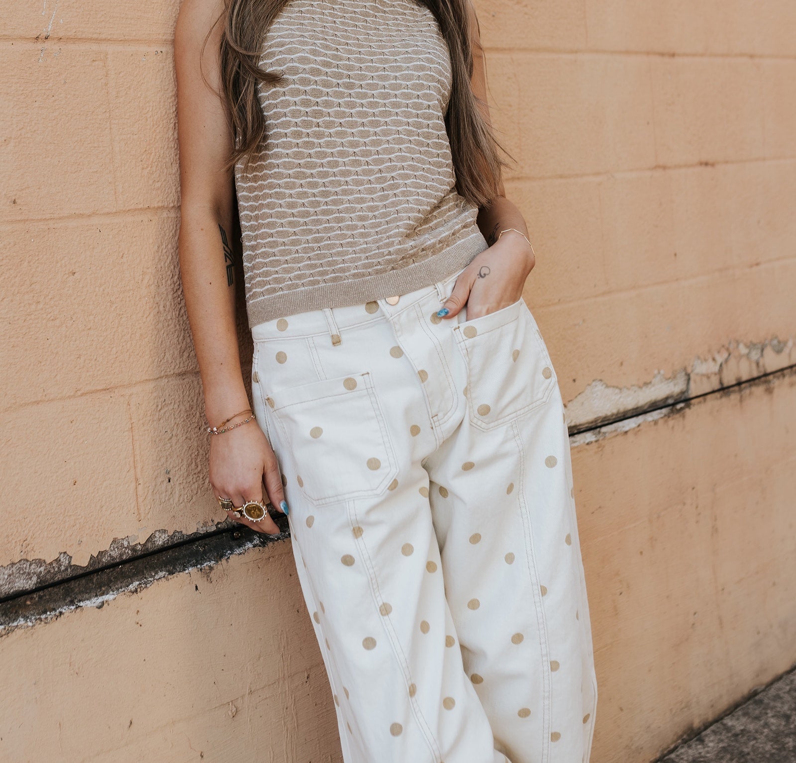 Cream/Tan Twill Denim Barrel Pants IP300688 - 01 - Southern Soule Designs