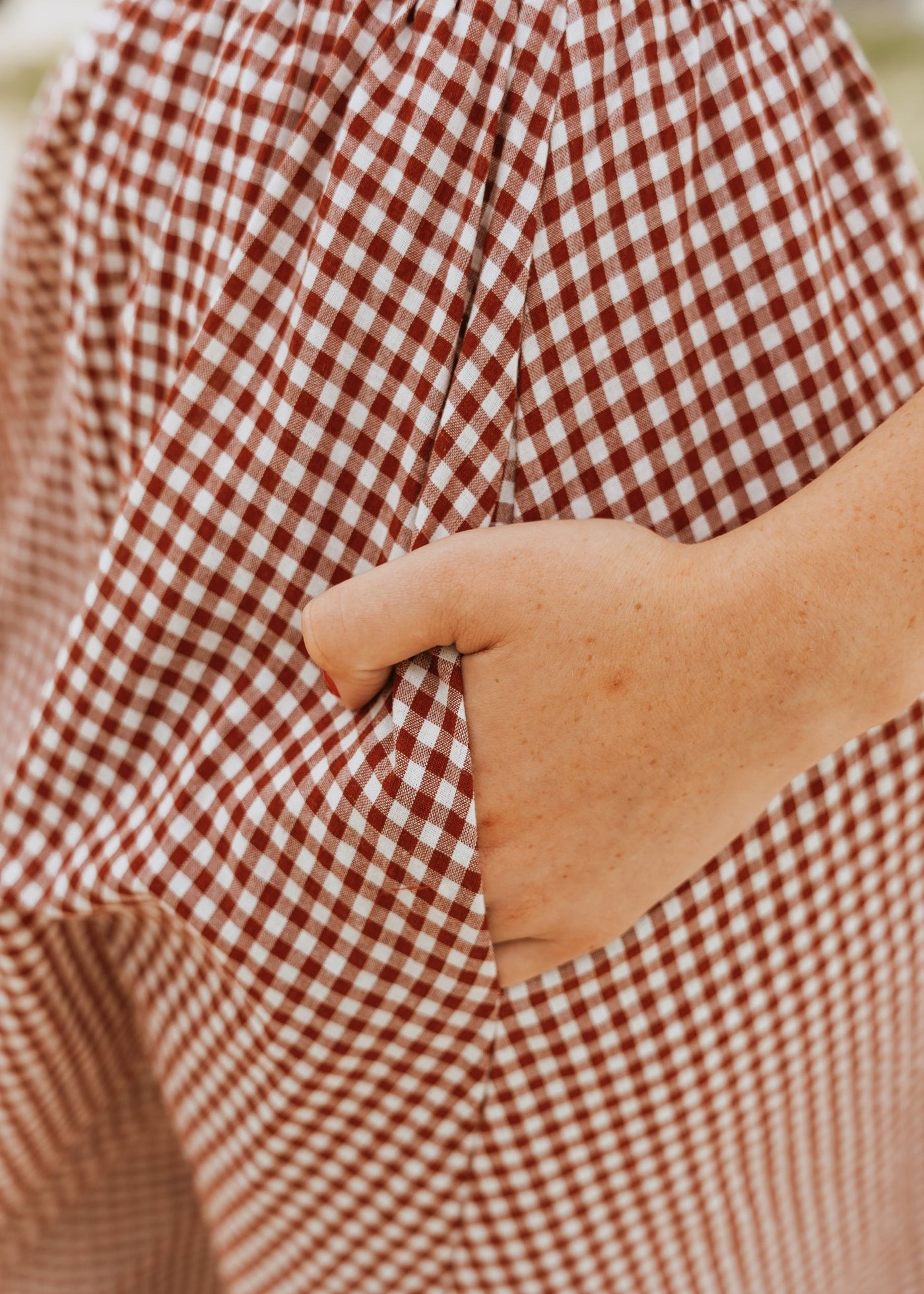 Crimson Gingham Elastic Waist Maxi Skirt CS3808 - Southern Soule Designs