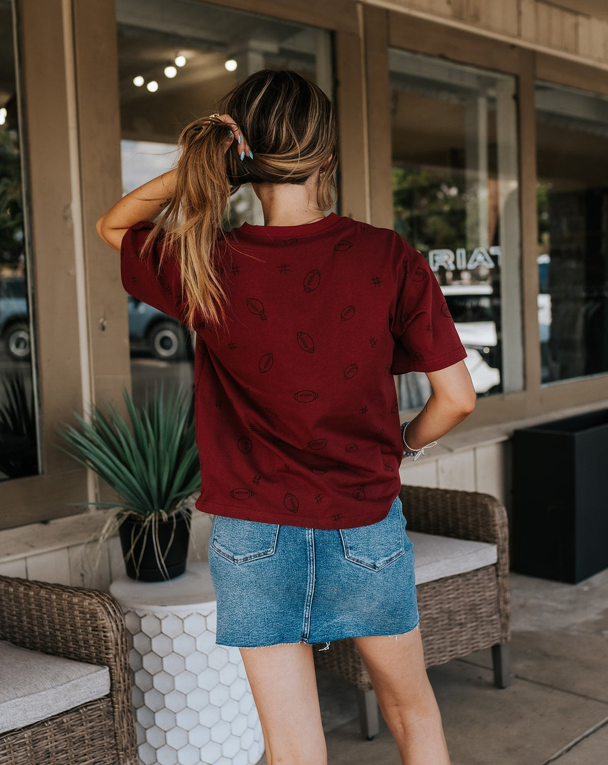 Crimson Red Game Day Football Print Graphic Tee KCT2059A - Southern Soule Designs