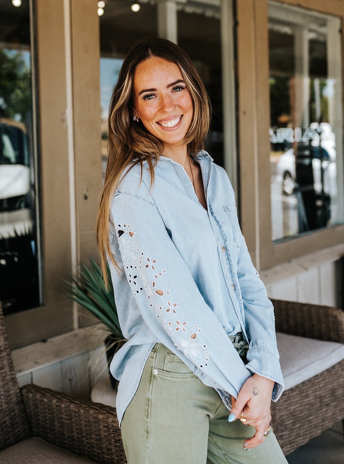 Crystal Chalk Embroidered Galina Long Sleeve Top - Southern Soule Designs