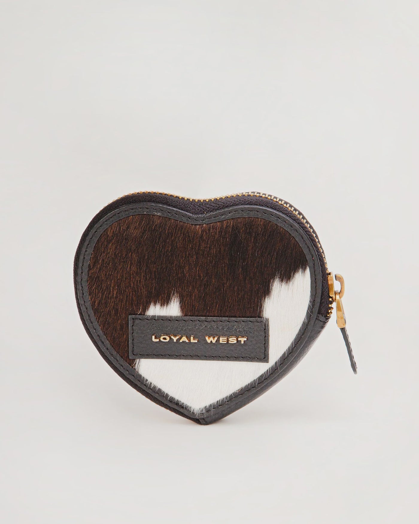 Cupid Coin Pouch - Black & White Cowhide