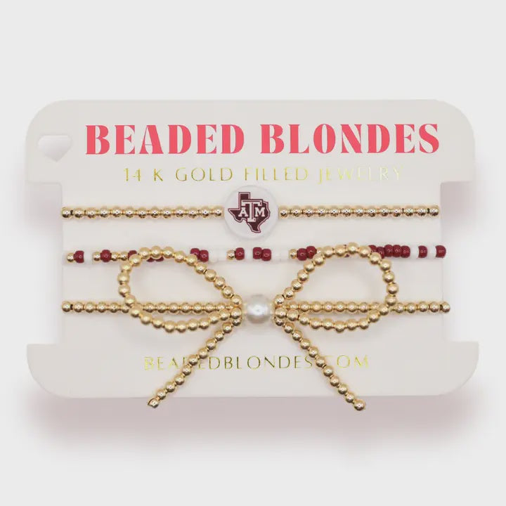 TAMU/Aggie Logo Bow Stack of 3 Bracelets