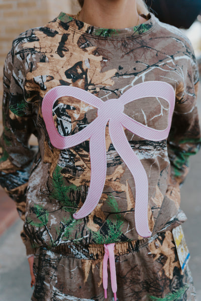 Camo Bow Long Sleeve Top
