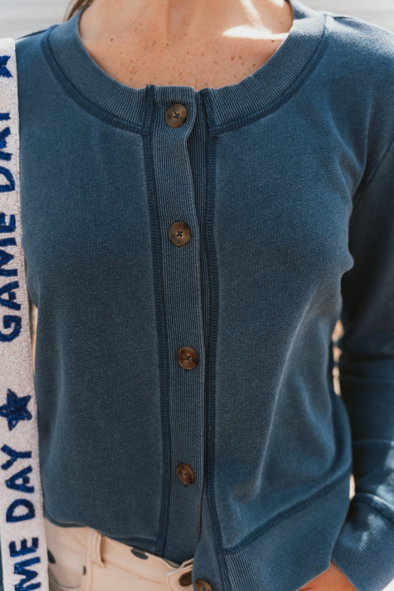 Daily Knit Denim Cardigan Vintage Indigo ZT253221 - Southern Soule Designs