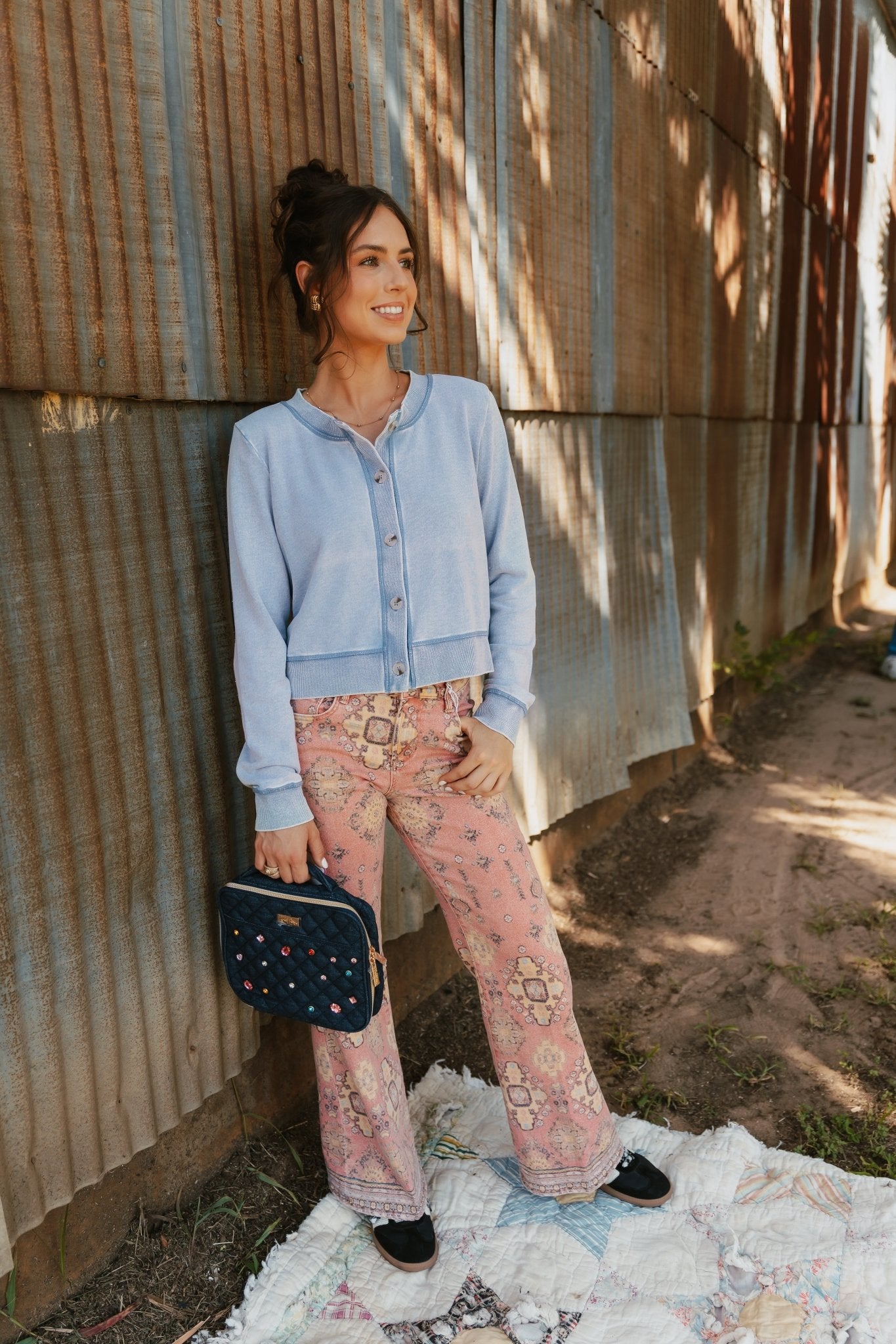 Daily Knit Denim Cardigan Washed Indigo ZT253221 - Southern Soule Designs