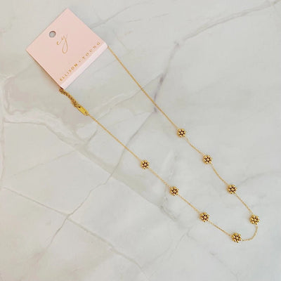 Dainty Golden Bead Flower Necklace - Southern Soule Designs