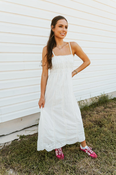 Dani Embroidered Midi Dress White ZD253395 - Southern Soule Designs