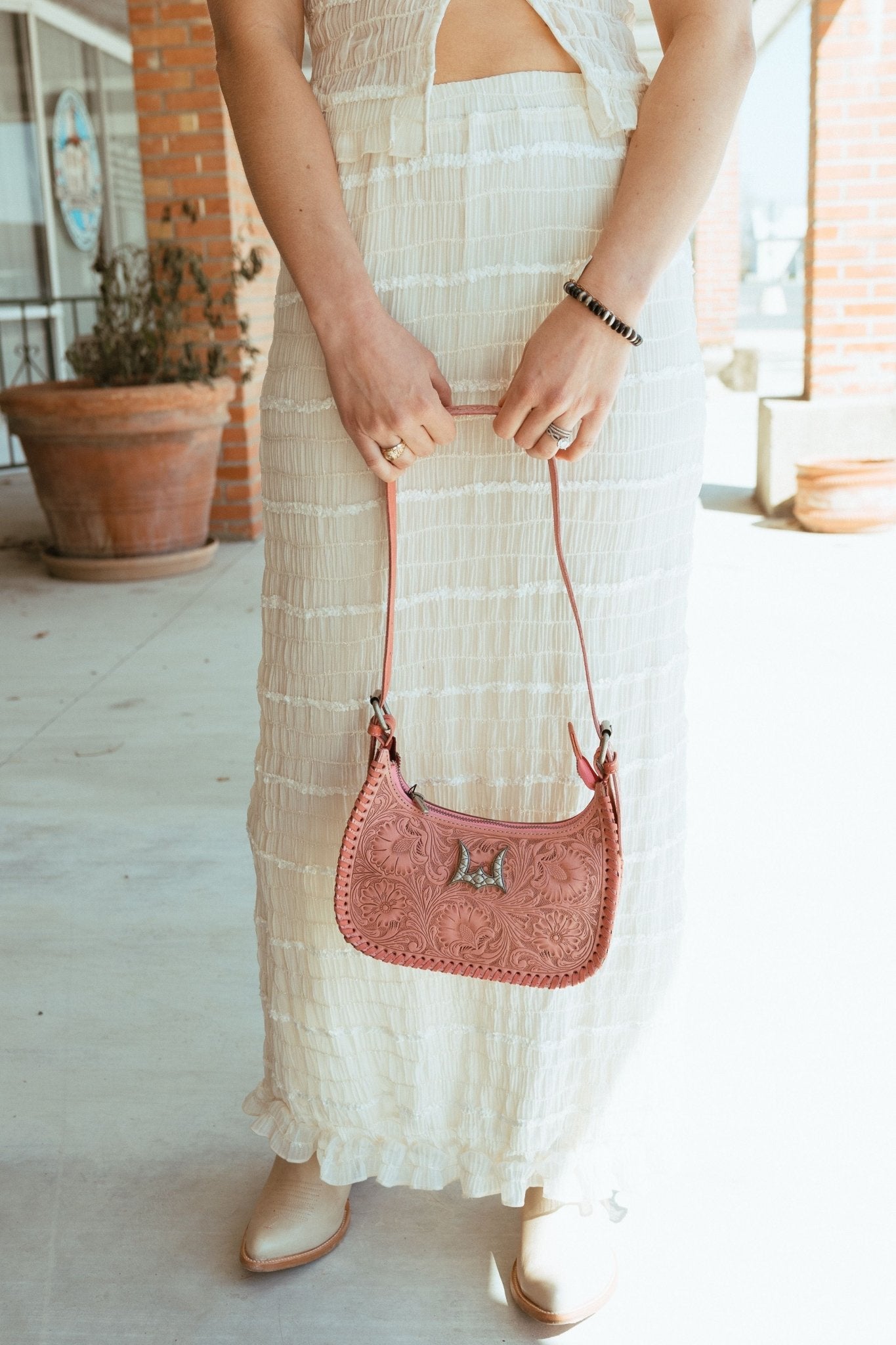 Dannia Medium Purse - Pink Leather - Southern Soule Designs