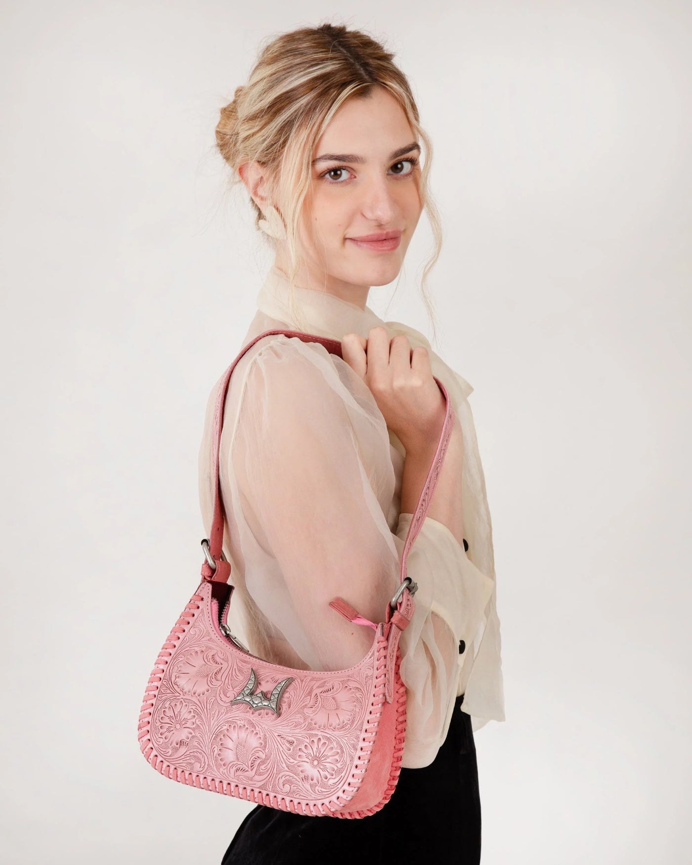 Dannia Medium Purse - Pink Leather - Southern Soule Designs