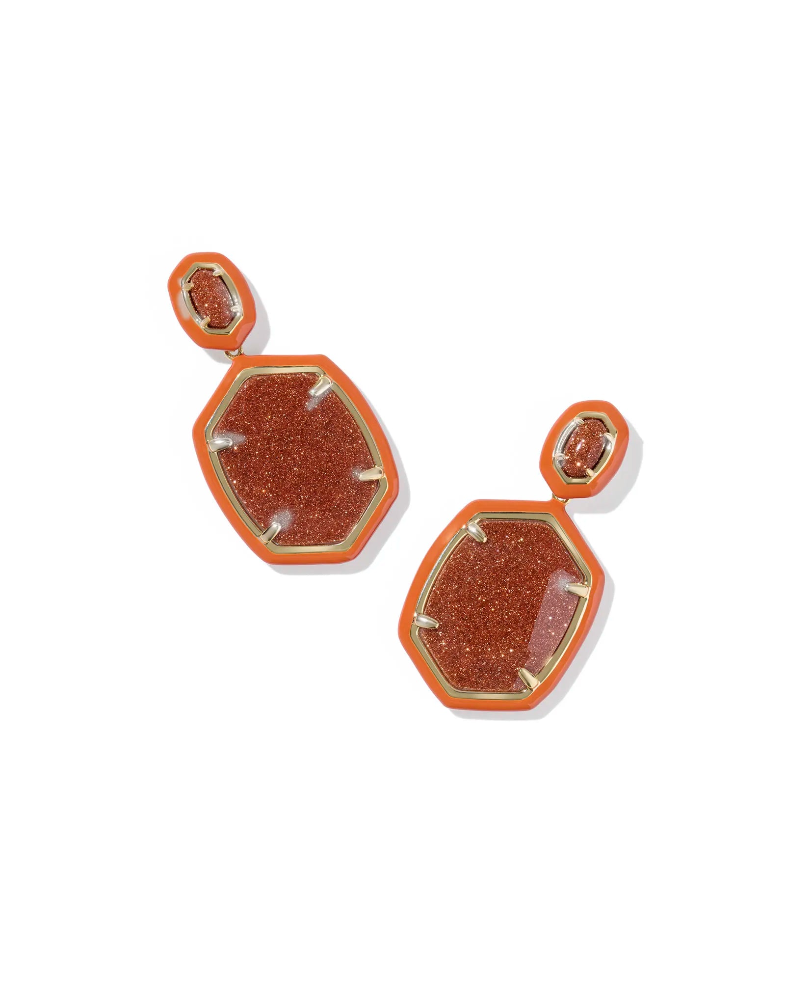 Daphne Enamel Frame Earring Gold - Southern Soule Designs