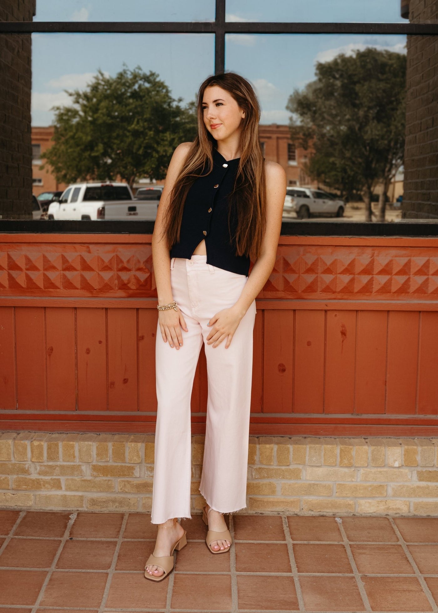 Dark Cobalt Knit Vest with Metal Buttons T4771 - Southern Soule Designs