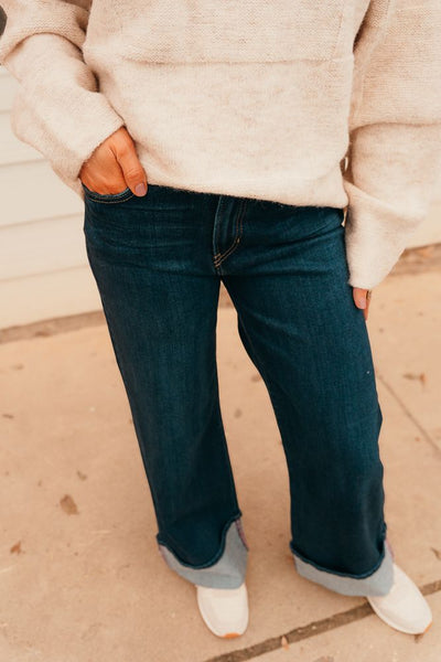 Dark Denim Cuffed Palazzo BP476J - Southern Soule Designs