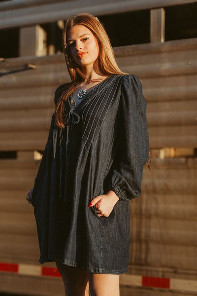 Dark Denim Long Sleeve Romper ILR4232 - Southern Soule Designs