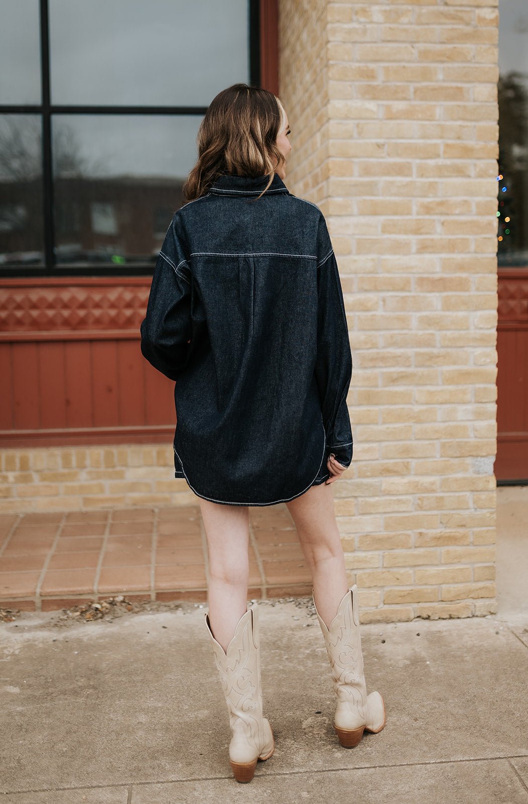 Dark Denim Oversized Shirt and Mini Skirt Set IST6002 - Southern Soule Designs