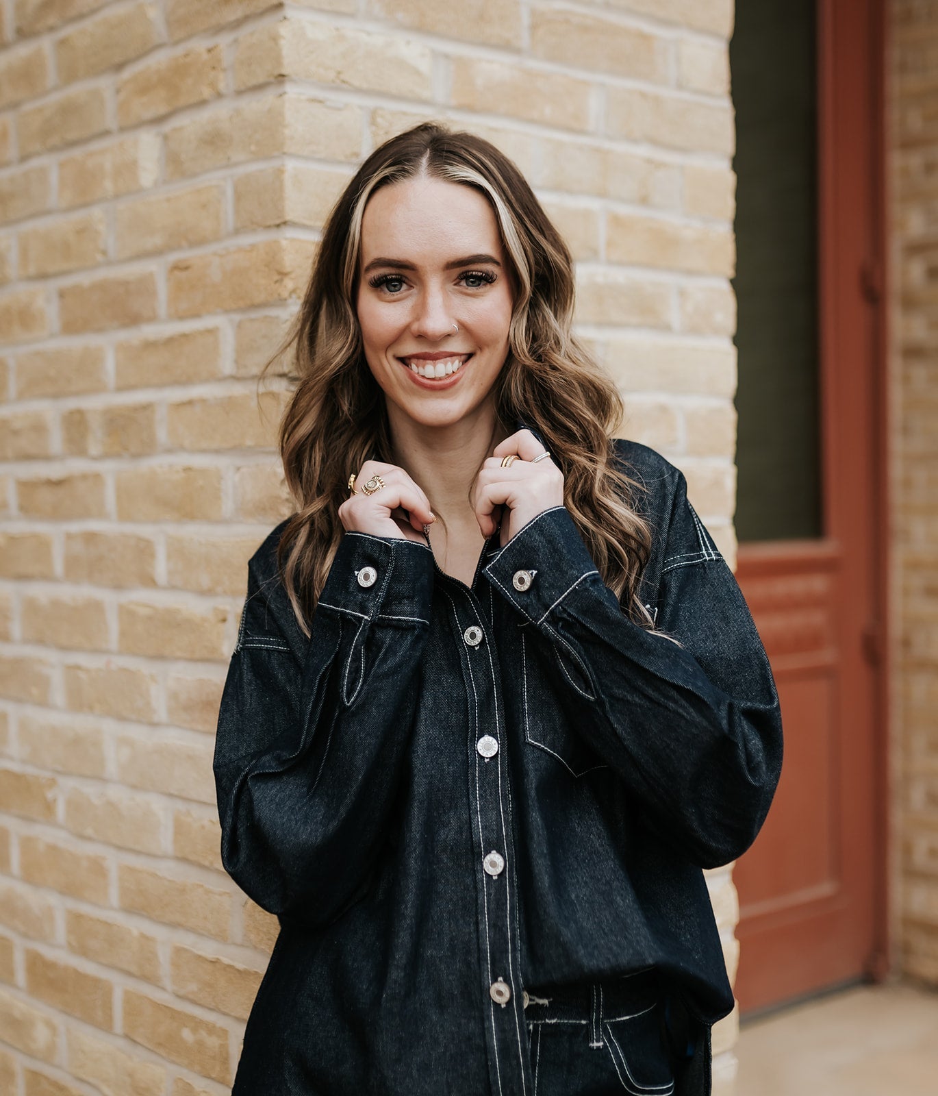 Dark Denim Oversized Shirt and Mini Skirt Set IST6002 - Southern Soule Designs