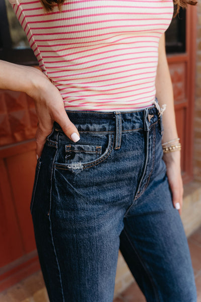 Dark High Rise Slim Balloon Fit Jeans KC7441D - Southern Soule Designs