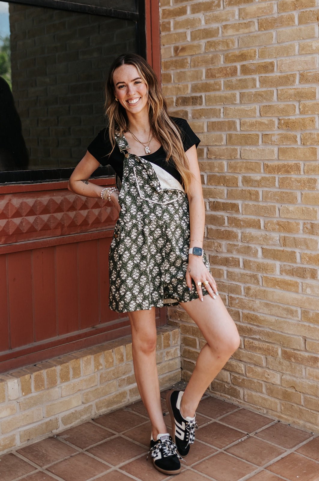 Dark Olive Floral Short Overall J3338R - Southern Soule Designs
