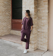 Dark Plum Laguna Soft Drape Cropped Pants KP5519 - Southern Soule Designs