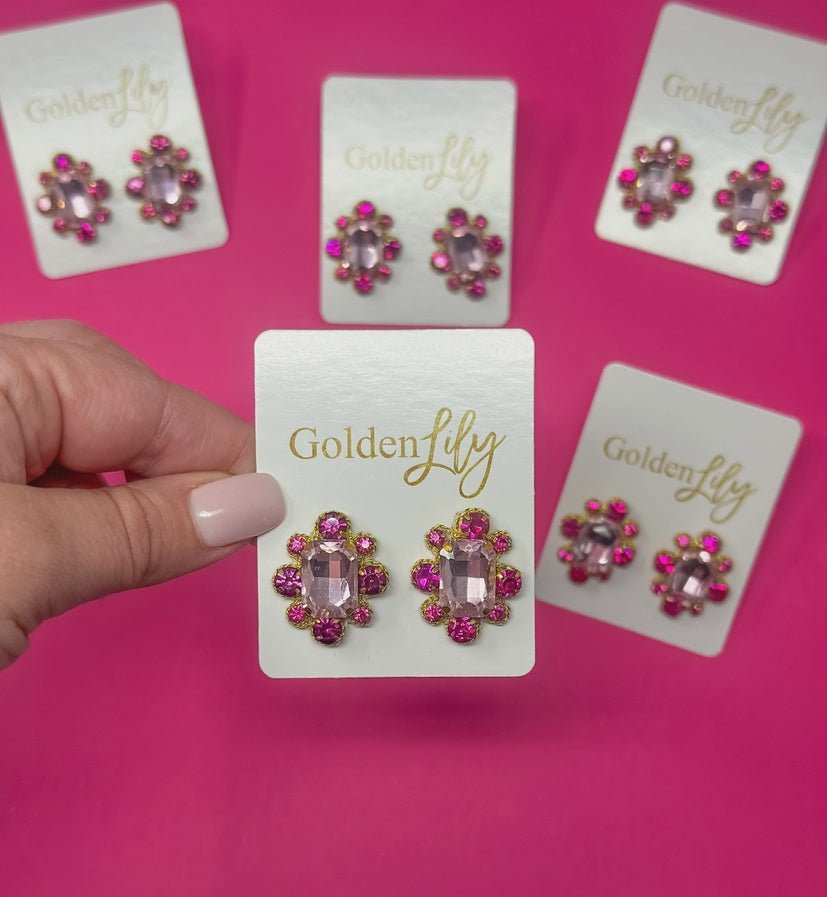 Dark/Light Pink Statement Stud Earrings - Southern Soule Designs