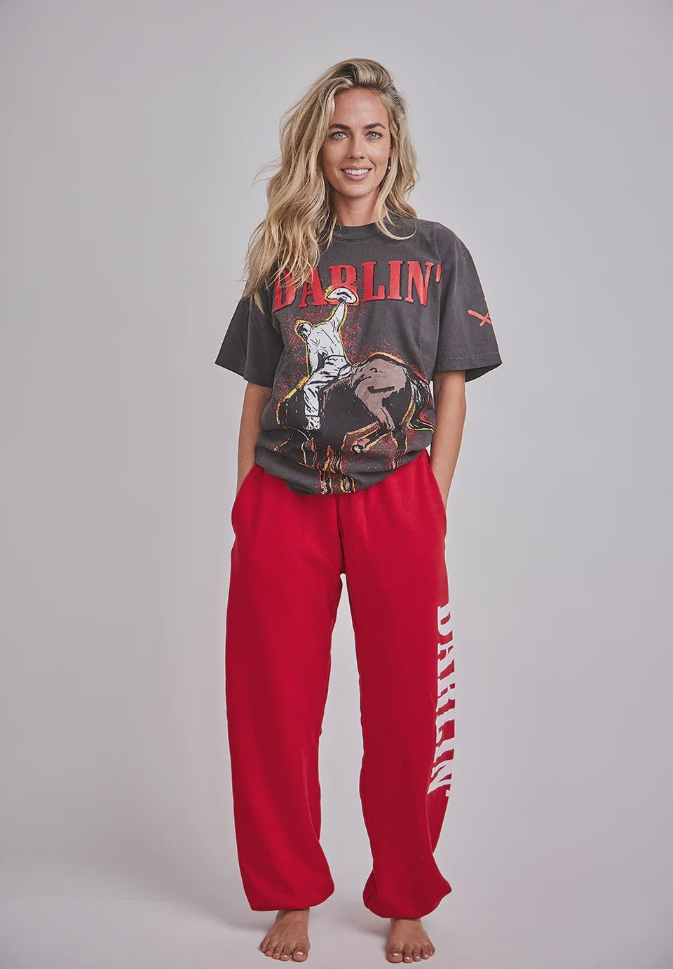 Darlin Let 'er Buck Short Sleeve Charcoal Tee - Southern Soule Designs