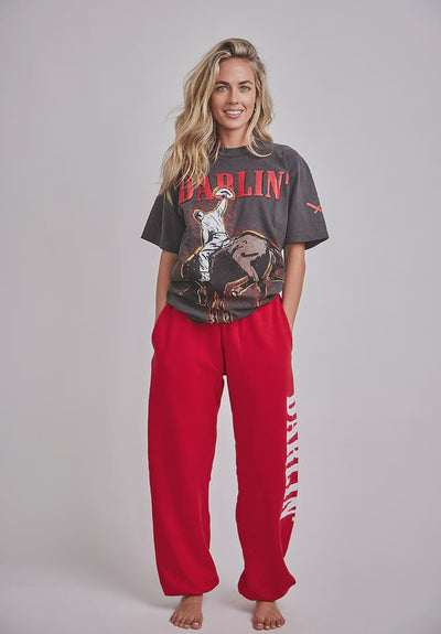 Darlin Let 'er Buck Short Sleeve Charcoal Tee - Southern Soule Designs