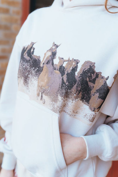 Darlin Wild Horse Hoodie Creme - Southern Soule Designs