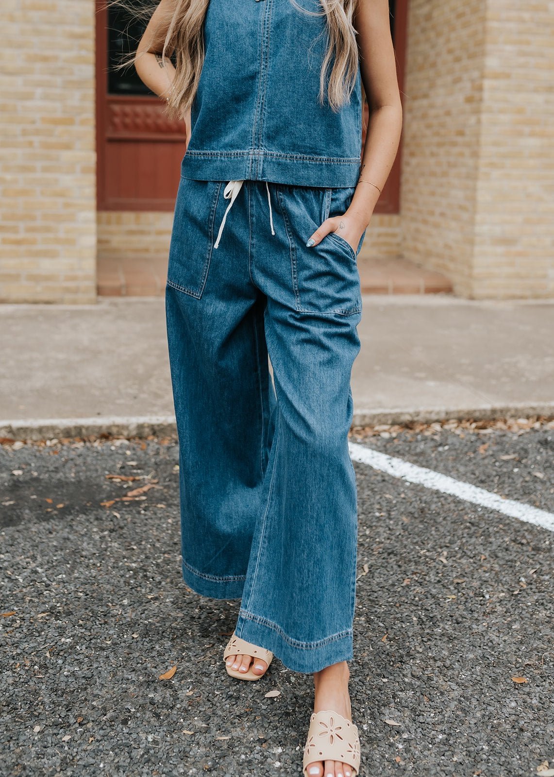 Daycation Denim Utility Pants Deep Water ZP261107 - Southern Soule Designs