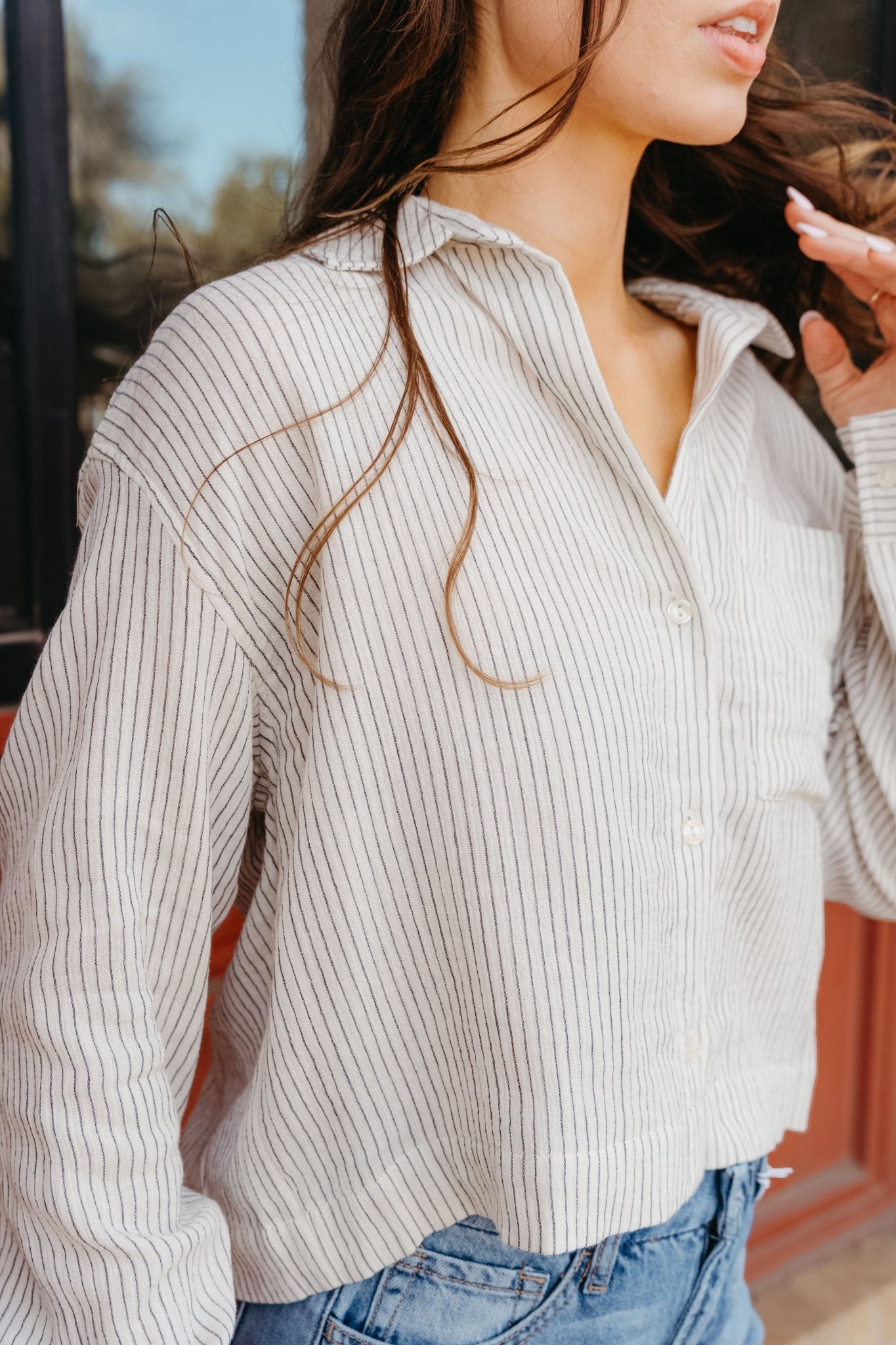 Del Mar Striped Shirt Natural ZT251298 - Southern Soule Designs