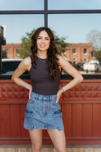 Denim Cargo Pocket Mini Skirt SKS11949 - Southern Soule Designs