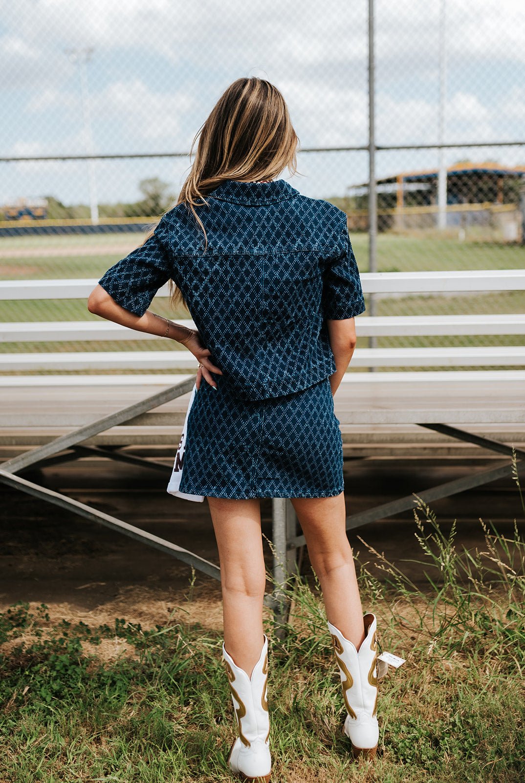 Denim Diamond Mini Skirt JED4205 - Southern Soule Designs