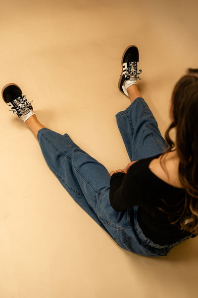 Denim Drawstring Barrel Pants P24060 - Southern Soule Designs