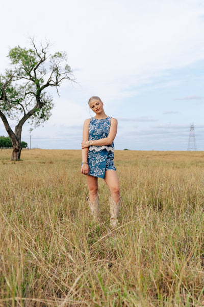 Denim Embroidered Sleeveless Top ILT5722 - Southern Soule Designs
