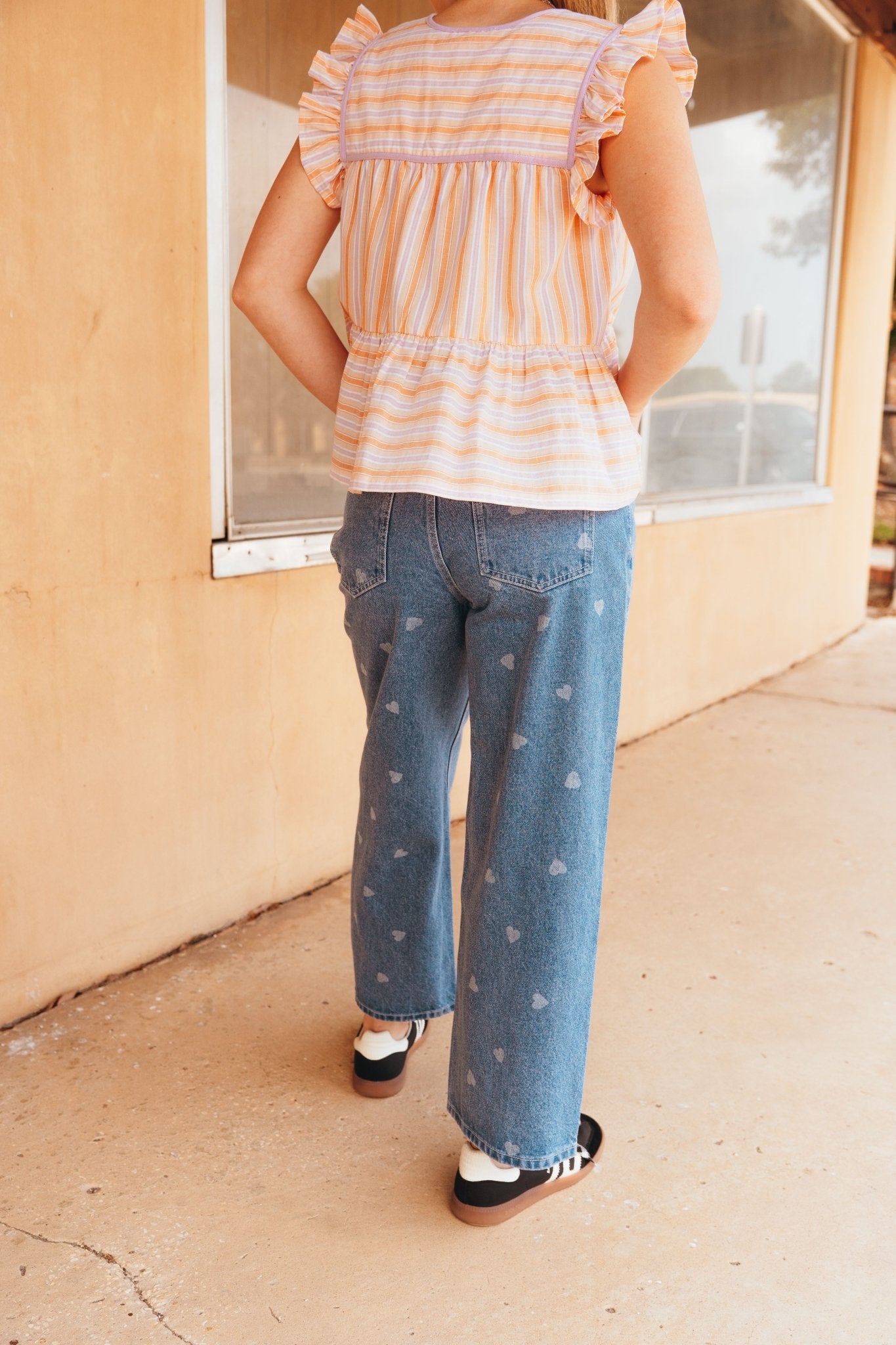 Denim Heart Printed Jeans P4243 - Southern Soule Designs