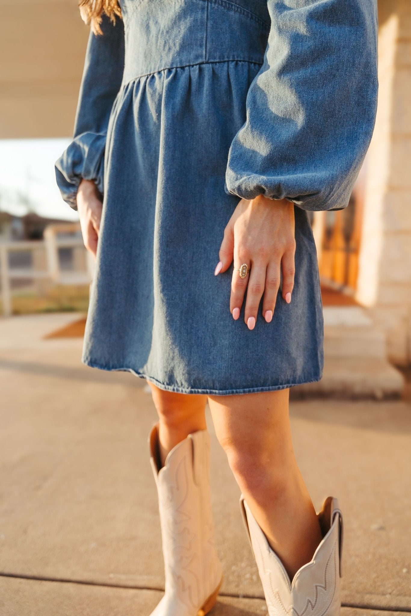 Denim Long Sleeve Dress w/Front Bow Tie ILD4766 – Southern Soule Designs