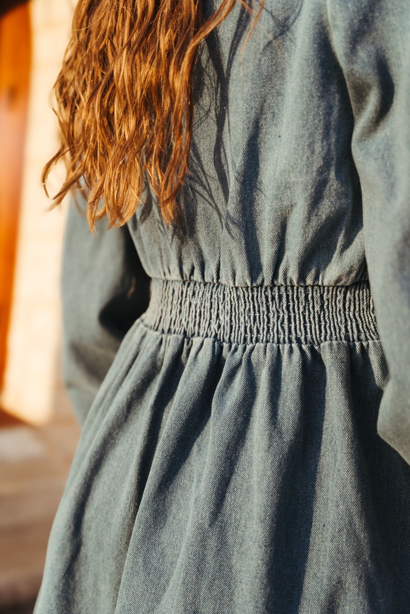 Denim Long Sleeve Dress w/Front Bow Tie ILD4766 - Southern Soule Designs
