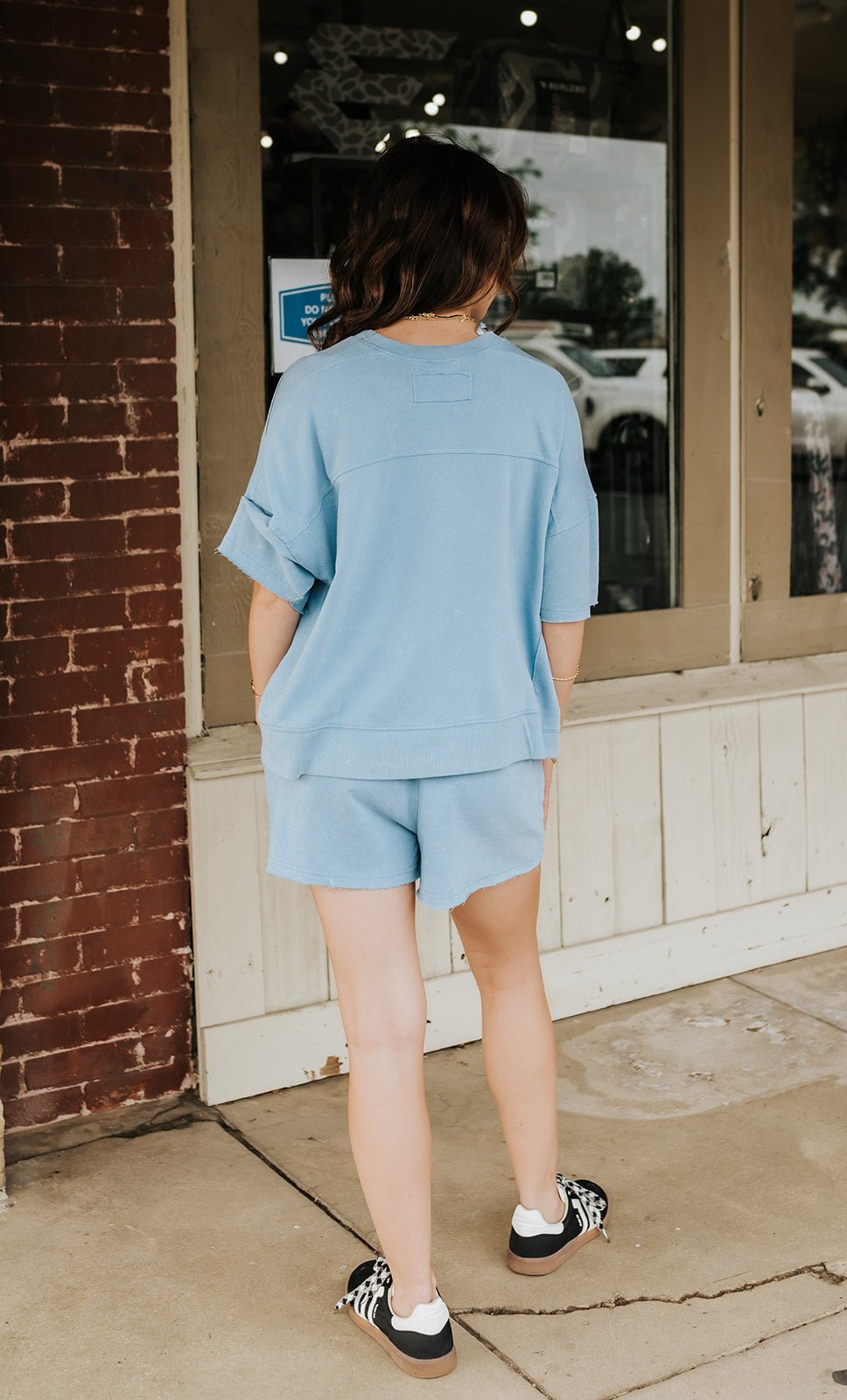 Denim Mineral Washed Knit Top & Shorts - Southern Soule Designs