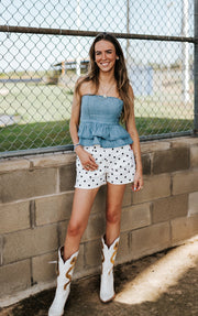 Denim Peplum Top -IT4613 - Southern Soule Designs
