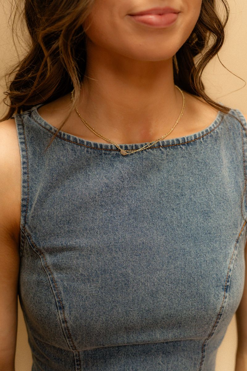 Denim Sleeveless Mini Dress SD2297 - Southern Soule Designs