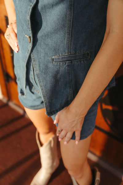 Denim Sleeveless Top w/Shorts 16881 - Southern Soule Designs