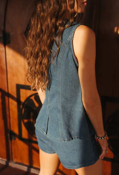 Denim Sleeveless Top w/Shorts 16881 - Southern Soule Designs