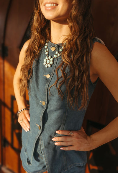 Denim Sleeveless Top w/Shorts 16881 - Southern Soule Designs