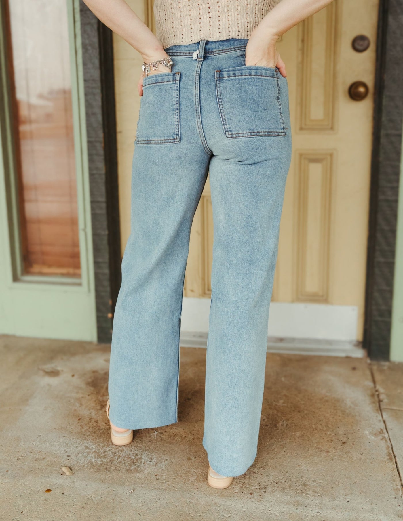 Denim Straight Wide Leg Pants MMP623 - Southern Soule Designs