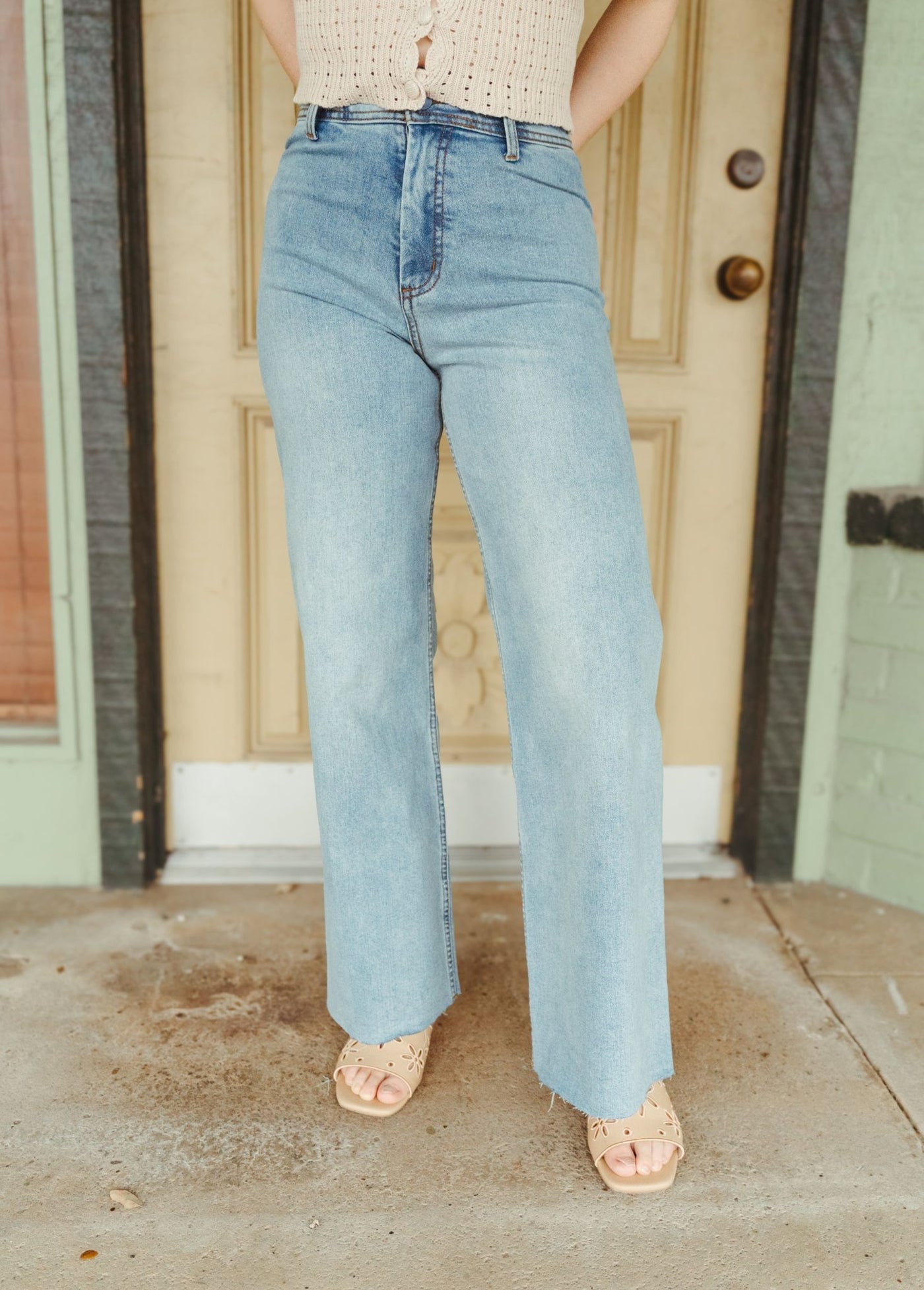 Denim Straight Wide Leg Pants MMP623 - Southern Soule Designs