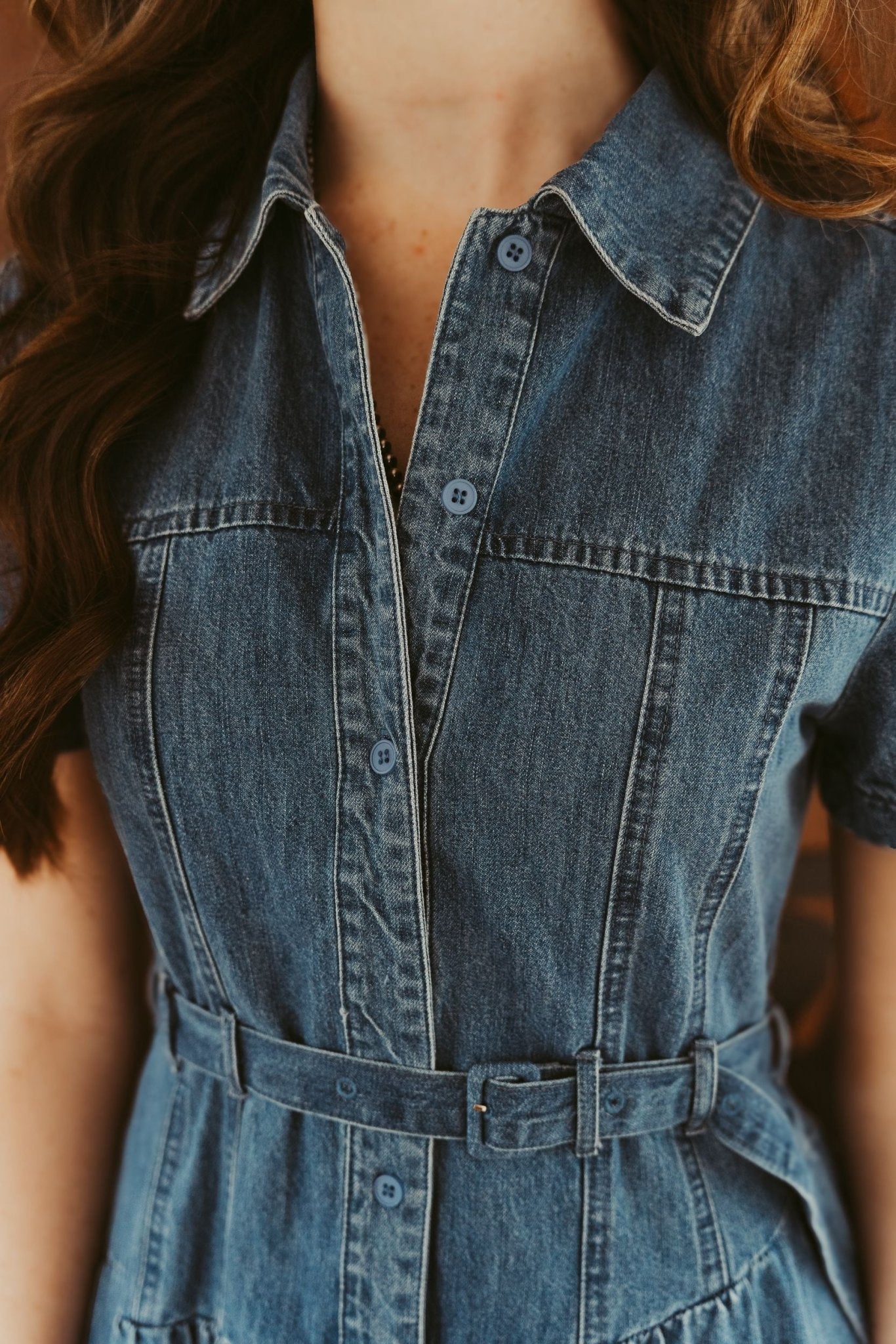 Denim Tiered Midi Dress LD1075 - Southern Soule Designs