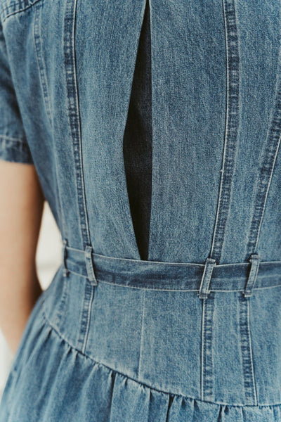 Denim Tiered Midi Dress LD1075 - Southern Soule Designs